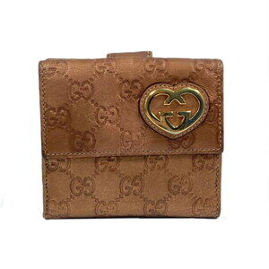 Gucci double hook long wallet leather Gucci Guccissima brown